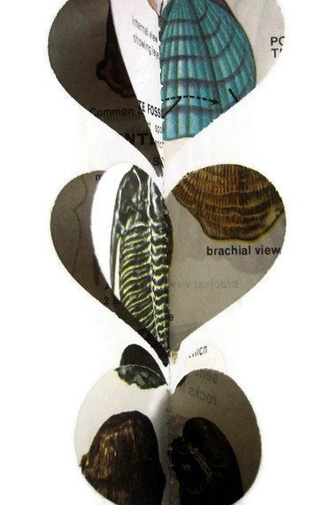 Fossils- Heart Garland- Vintage Field Guide to Fossils-Popular Treasury Item