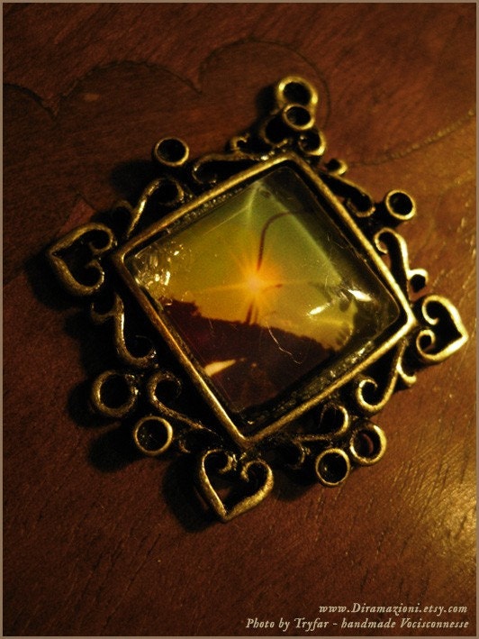 wearable art - GREEN LANDSCAPE necklace