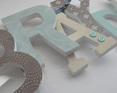 Baby Nursery Wall Letters  - TRANQUIL Theme - Aqua Brown and Cream-avail in any size or font in this shop