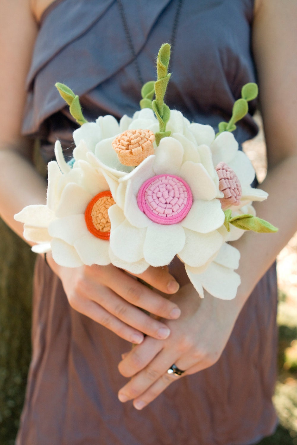 The Heather Camille Wedding Bouquet - Felt Flower - Custom - Made to order - Alternative Wedding Flowers -