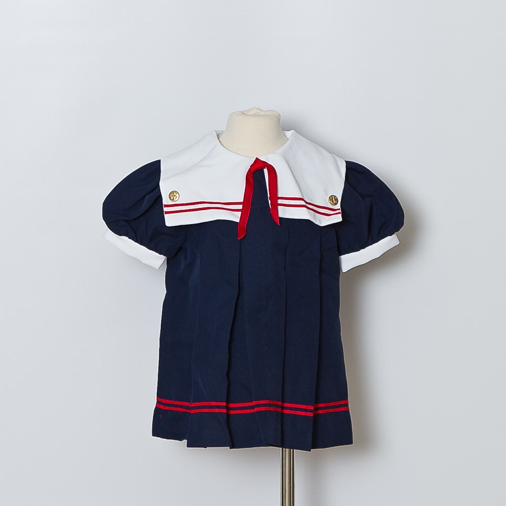 vintage Sailor Toddler Dress in Navy Blue