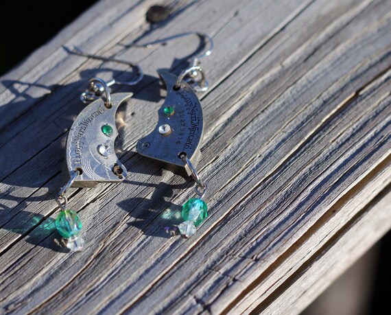 Steampunk Dangle Earrings - Pocket Watch Parts Green Czech Glass Beads Il_570xn
