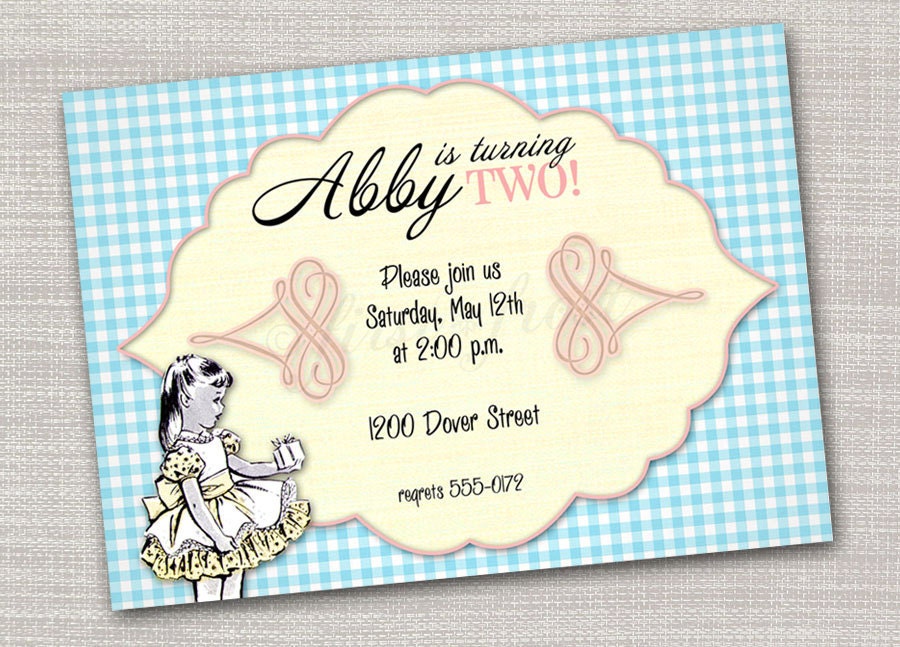 Retro Gingham Party Invitation - Retro, vintage, gingham, birthday, celebration Il_570xn