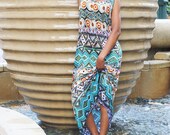 Womens Clothing Maxi Dress Mult Color Native Print  Eco Friendly Knit Small