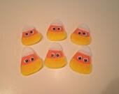 Set of 6 pc handmade felt candy corn appliques