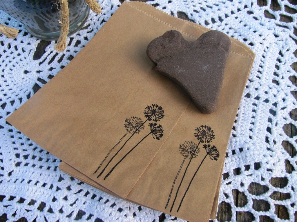 20 dandelion flower stamped favor bags