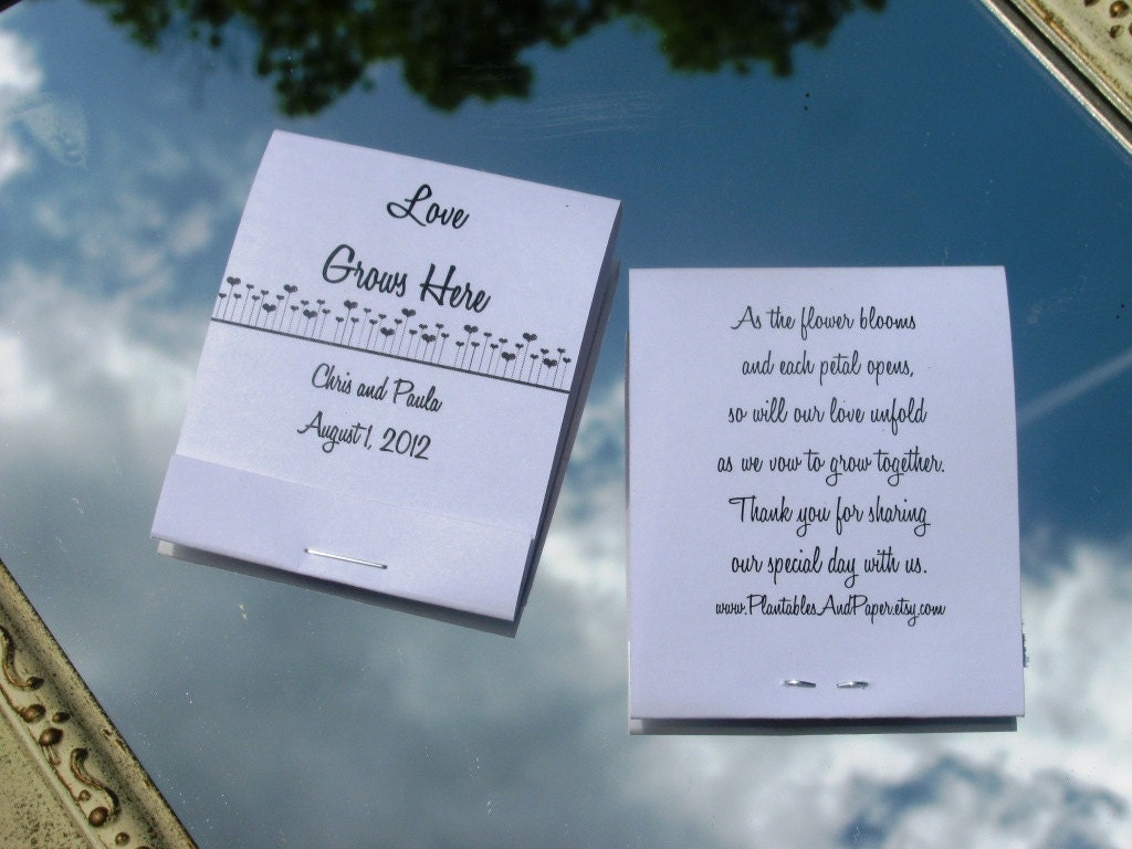 75 Matchbook seed packet wedding or shower favors