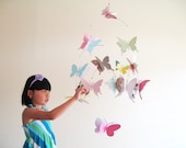 Large Butterfly Mobile, Paper, Art,  Hanging, 3D, Nursery Decor, Baby, Baby Shower, Girls Room