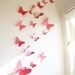 15 3D Paper Butterflies, 3D Butterfly Wall Art, Wall Decor, Butterfly Silhouettes, Red, Pink,Nursery, Baby, Wedding, Baby Shower, Girls Room