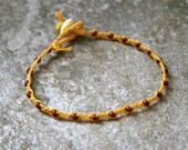 Saffron Yellow and Red Single Wrap Bracelet Perfect Beach Jewelry