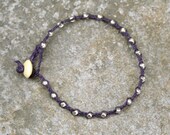Plum Purple and Silver Single Wrap Bracelet Perfect Beach Jewelry