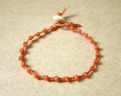 Orange and Tangerine Single Wrap Bracelet Perfect Beach Jewelry