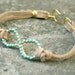 Turquoise Infinity Bracelet Wire Wrapped Gold Brass and Suede MADE TO ORDER