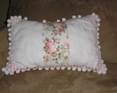 Cottage Rose  Pillow Vintage Mateleasses and Ball Fringe