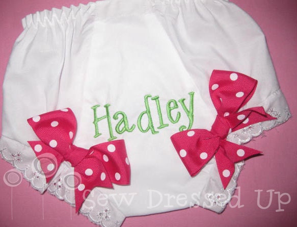 Monogrammed Baby Bloomers Diaper Cover - Embroidered Personalized Custom