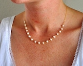 Ivory Freshwater Pearl Necklace - Gold Filled or Sterling Silver - simple wedding or everyday jewelry