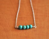 Turquoise Pod Necklace - blue green stone sterling silver - simple and modern jewelry - adenandclaire