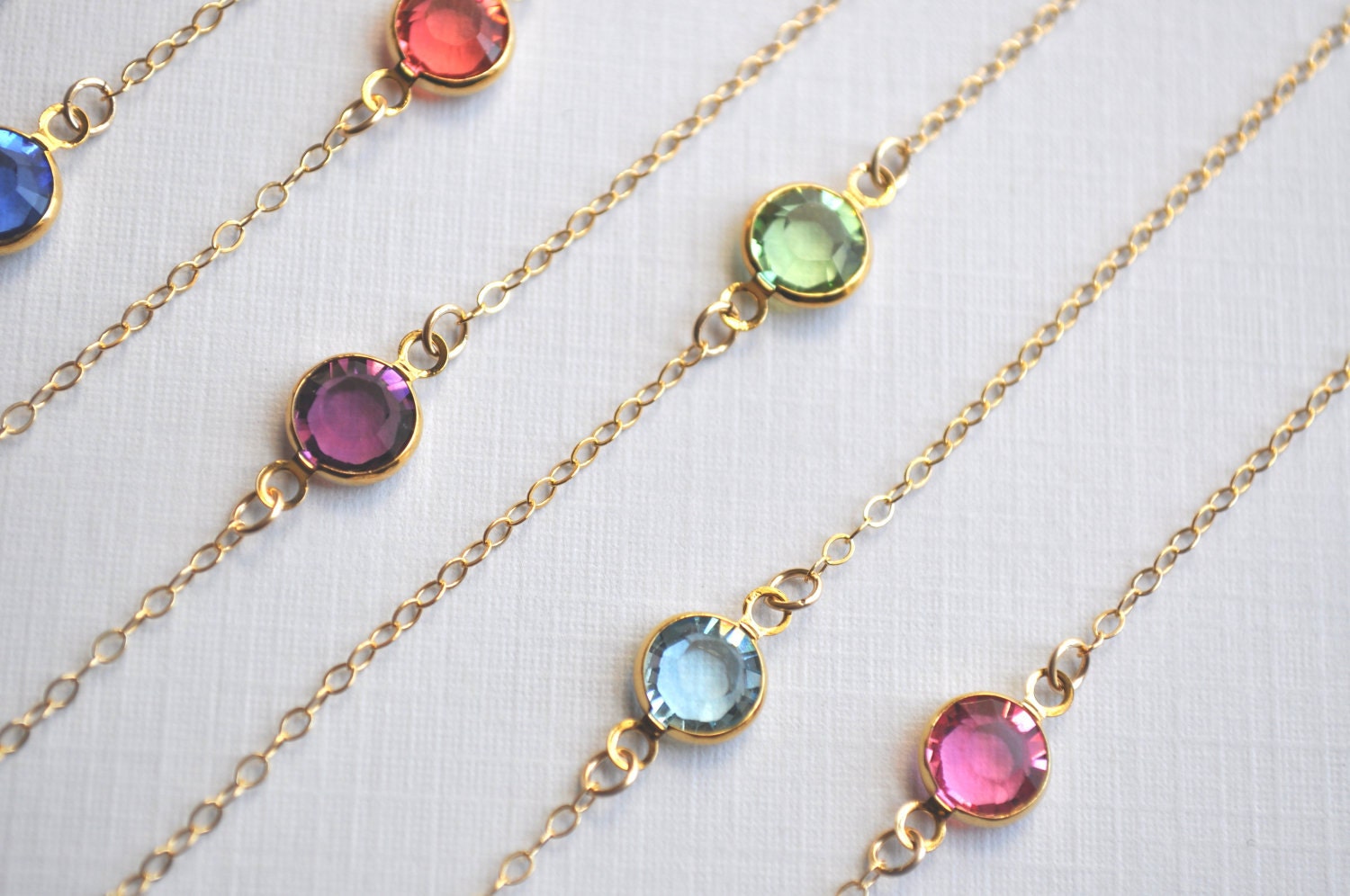 Tiny Pebble Necklace - round crystal gem gold filled dainty - custom birthstone color - simple everyday jewelry - adenandclaire