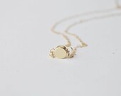 Tiny Gold Dot Necklace - small circle tiny gold charm gold filled chain minimal simple & sweet - adenandclaire
