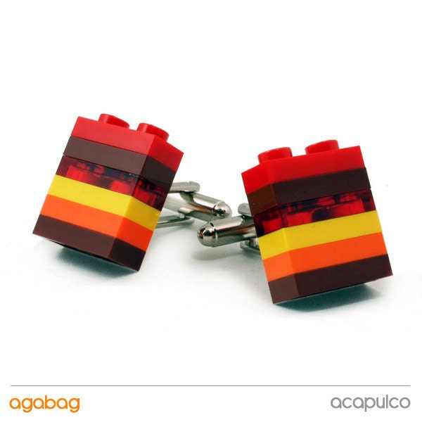 Striped cufflinks made with LEGO bricks