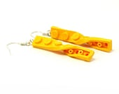 Twisted long earrings made with LEGO bricks