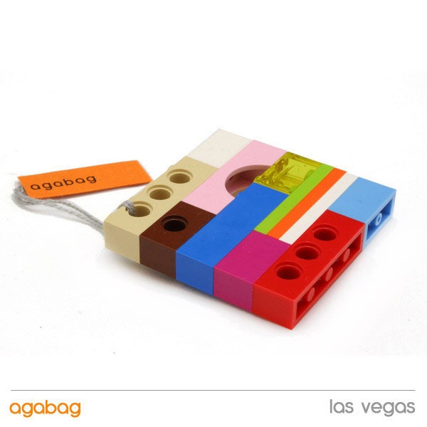 Big square brooch made with LEGO bricks
