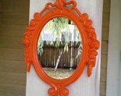 Decorative Mirror in Vintage Flaming Orange Frame - Revived Vintage