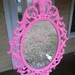 Fairy Princess Mirror - Ornate Vintage Frame in Bubble Gum Pink - 13 by 10 inches