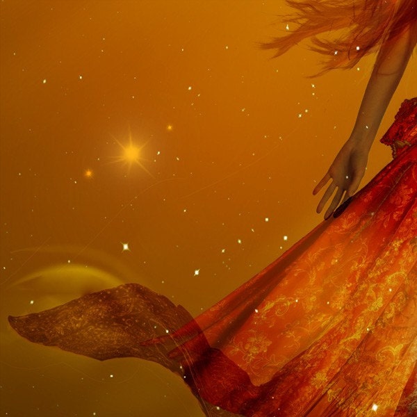 Flight Of Fancy - fine art digital print computer graphics photo alteration interior surreal fantasy home decor yellow orange sunshine brown