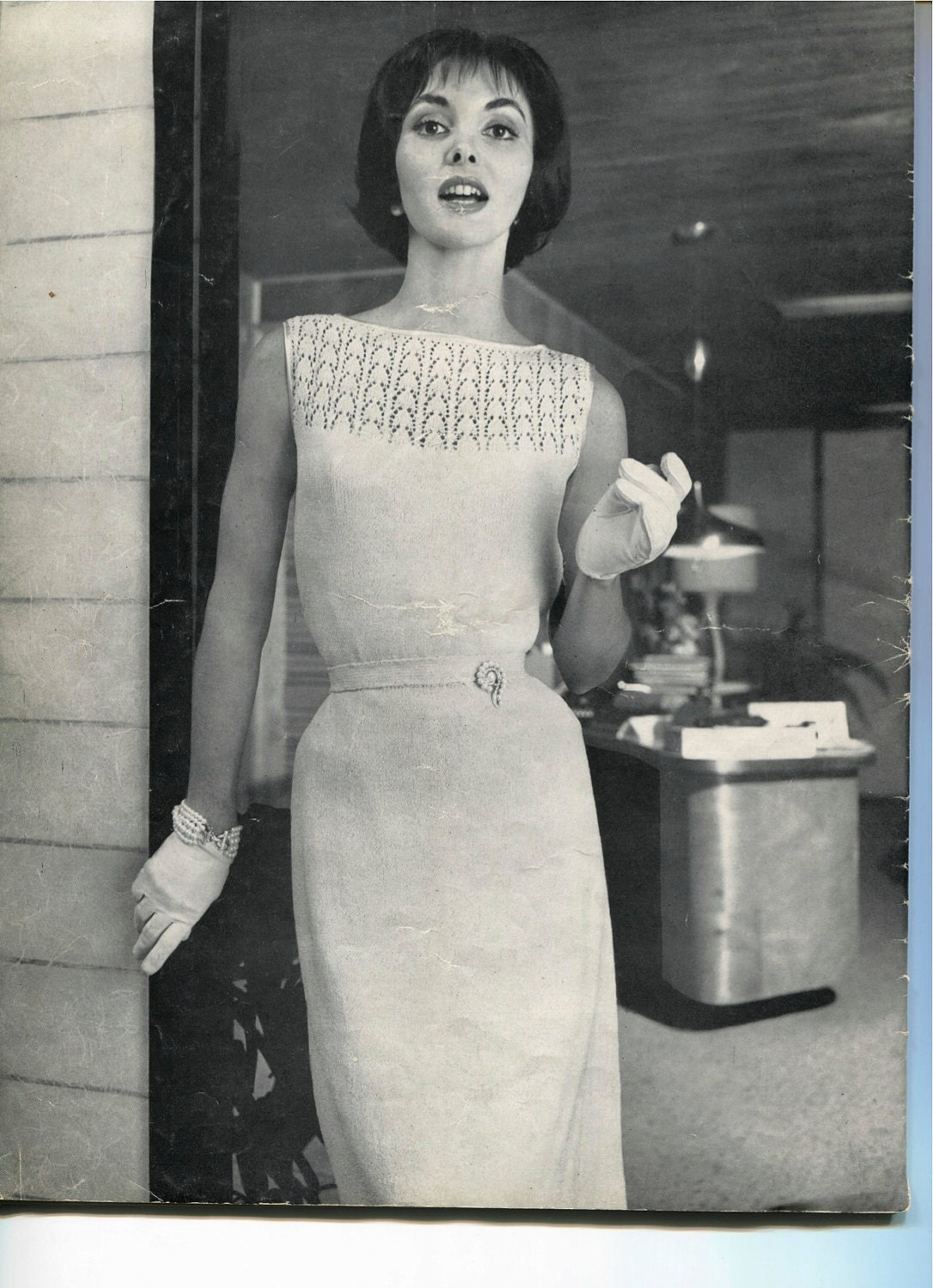 Spinnerin 1958 Vintage Sleeveless Dress Knitting Pattern Beautiful Dress PDF