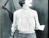 Bernat 1958 Vintage Feminine Lacy Cardigan Sweater Knit Pattern PDF Format