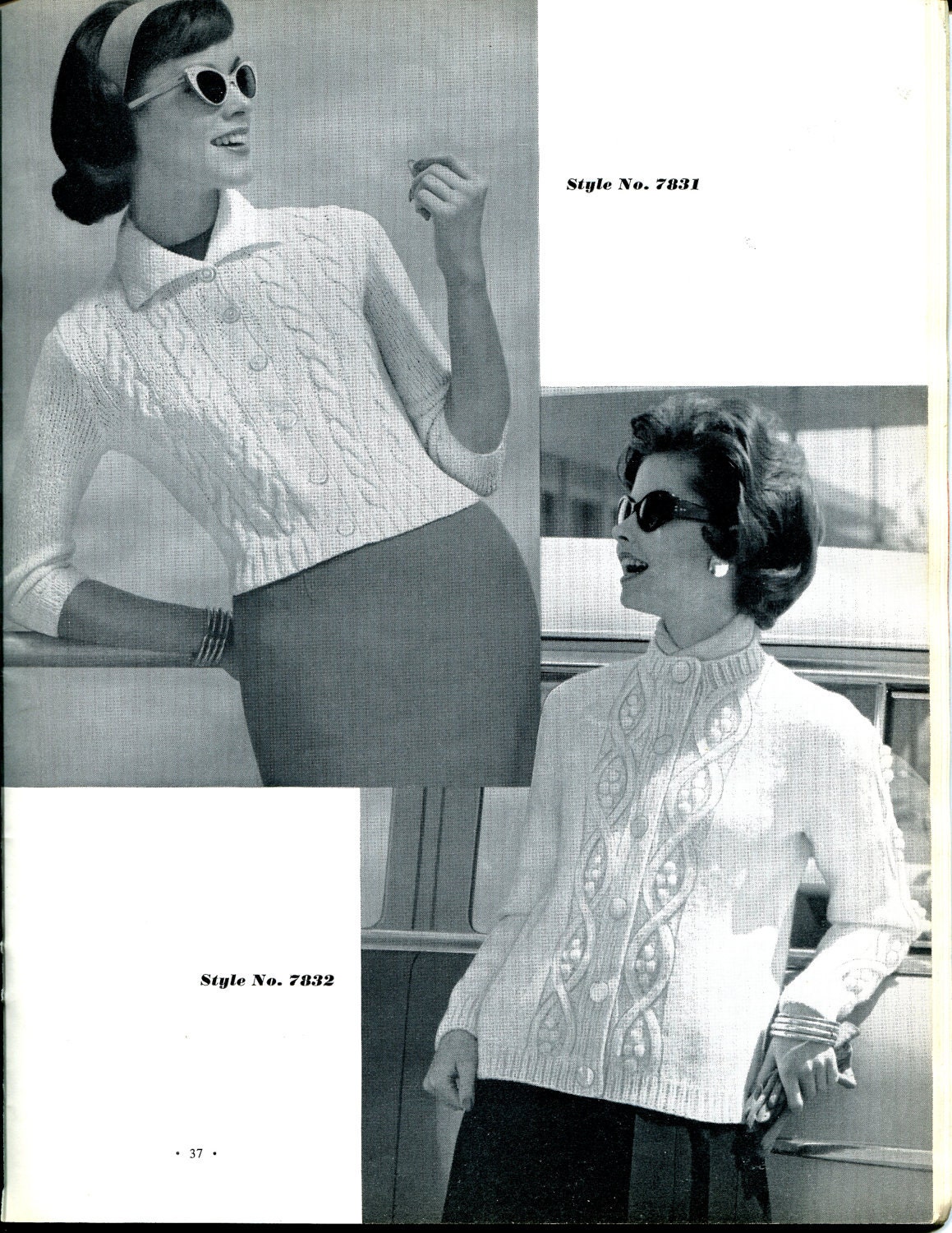 1967 Vintage Women's Cable Knit Cardigan Sweater Knitting Pattern PDF Format 2 Patterns