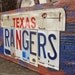 Texas Rangers Baseball License plate Barn Wood Man Cave Sign