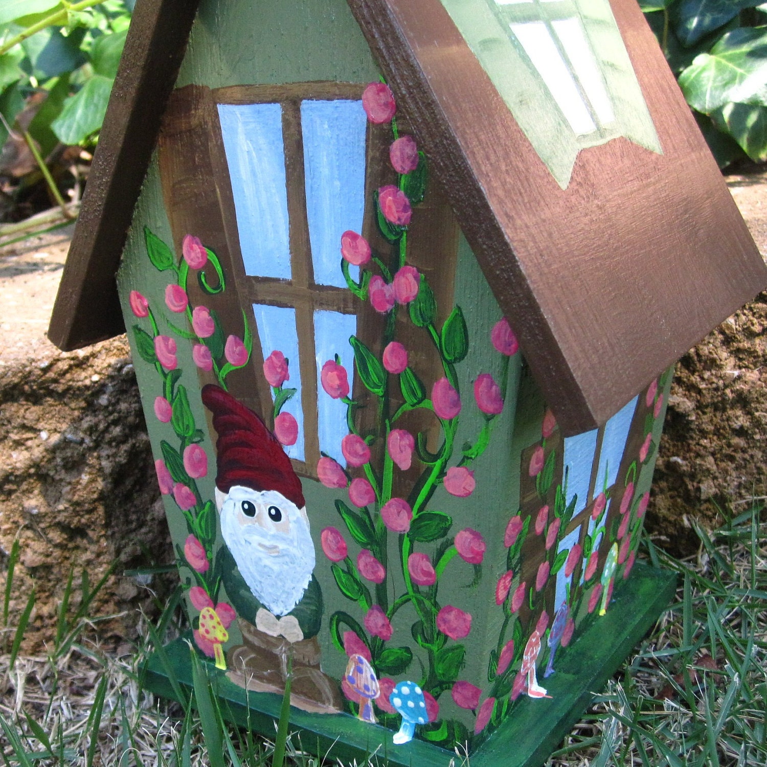 Hand Painted Birdhouse - Fairytale Gnome