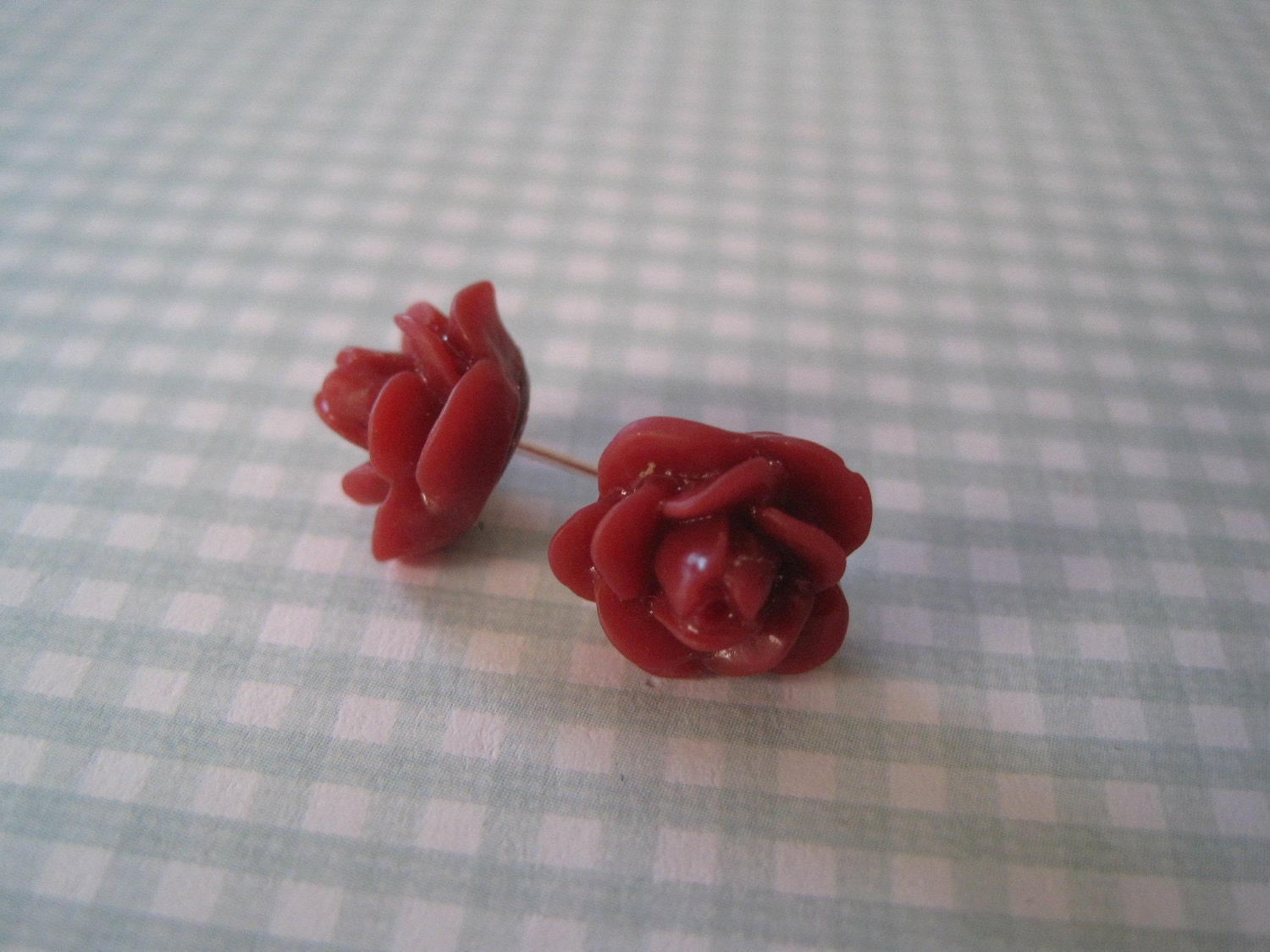 Deep Red Flower Post Earrings