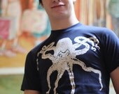 Octopus in Navy Hand Screen Printed Men's Tee