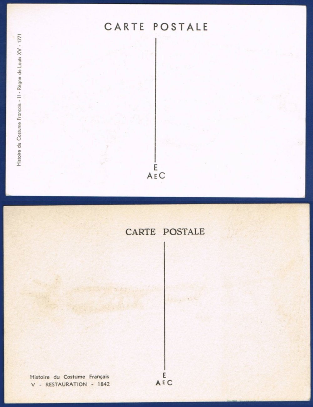 2 French Fashion Postcards - Costume History