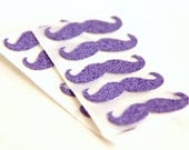 Sparkle Mustache Stickers Purple sparkle stickers very cool envelope seals (10) - 42Things