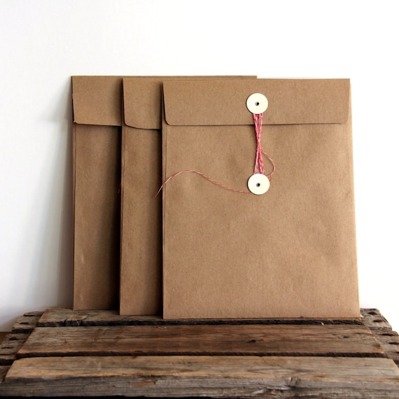 Kraft Button Tie Envelope for 8.5 x 11 papers (3)