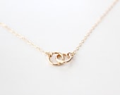 14k Gold Filled Double Ring Necklace - Eternal - Gold