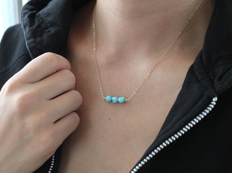 Turquoise Nugget Necklace - Layla - Gold