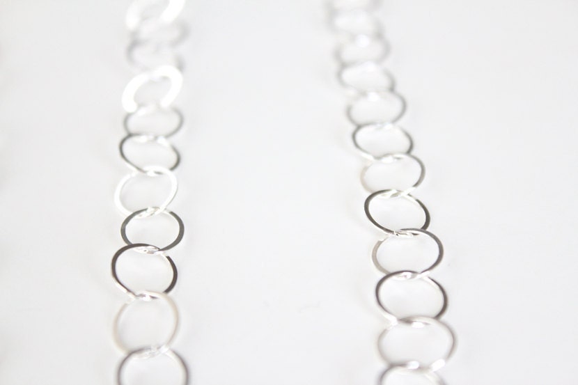 Sterling Silver Circle Link Long Layering Necklace - Lafayette
