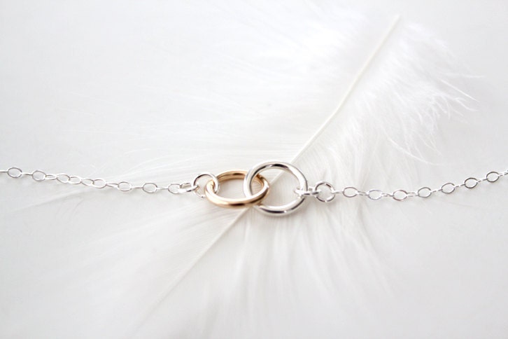 Mixed Double Ring Necklace - Eternal - Silver and Gold