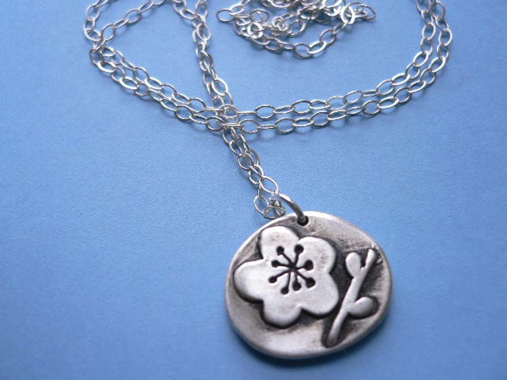 Silver Charm Pendant - Japanese Plum Flower