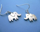 Silver Elephant Earrings - simple artisan jewelry - silver dangle earring
