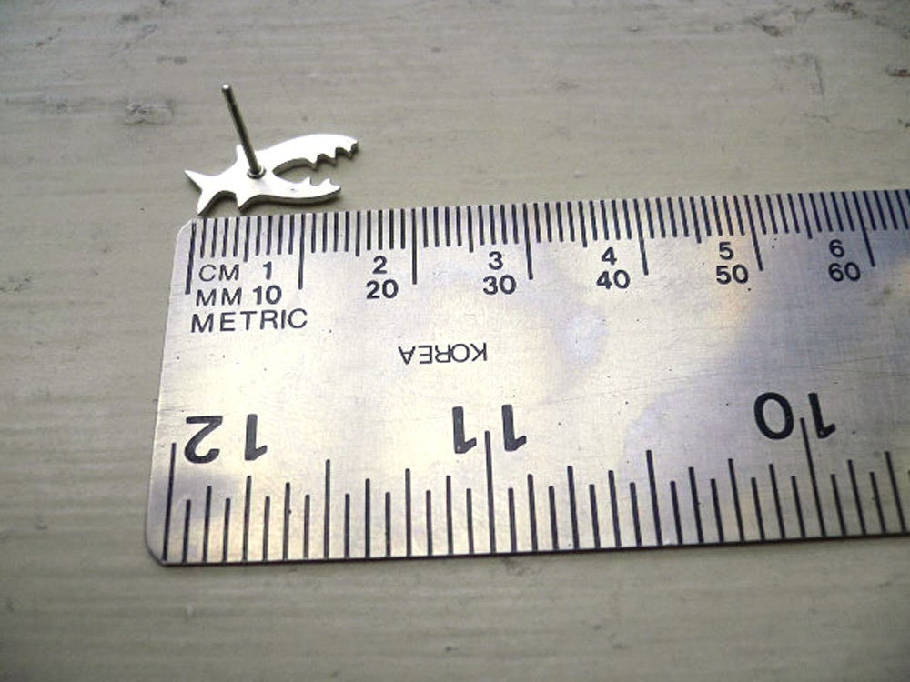 Shark Stud Earring - Handmade Silver Jewelry