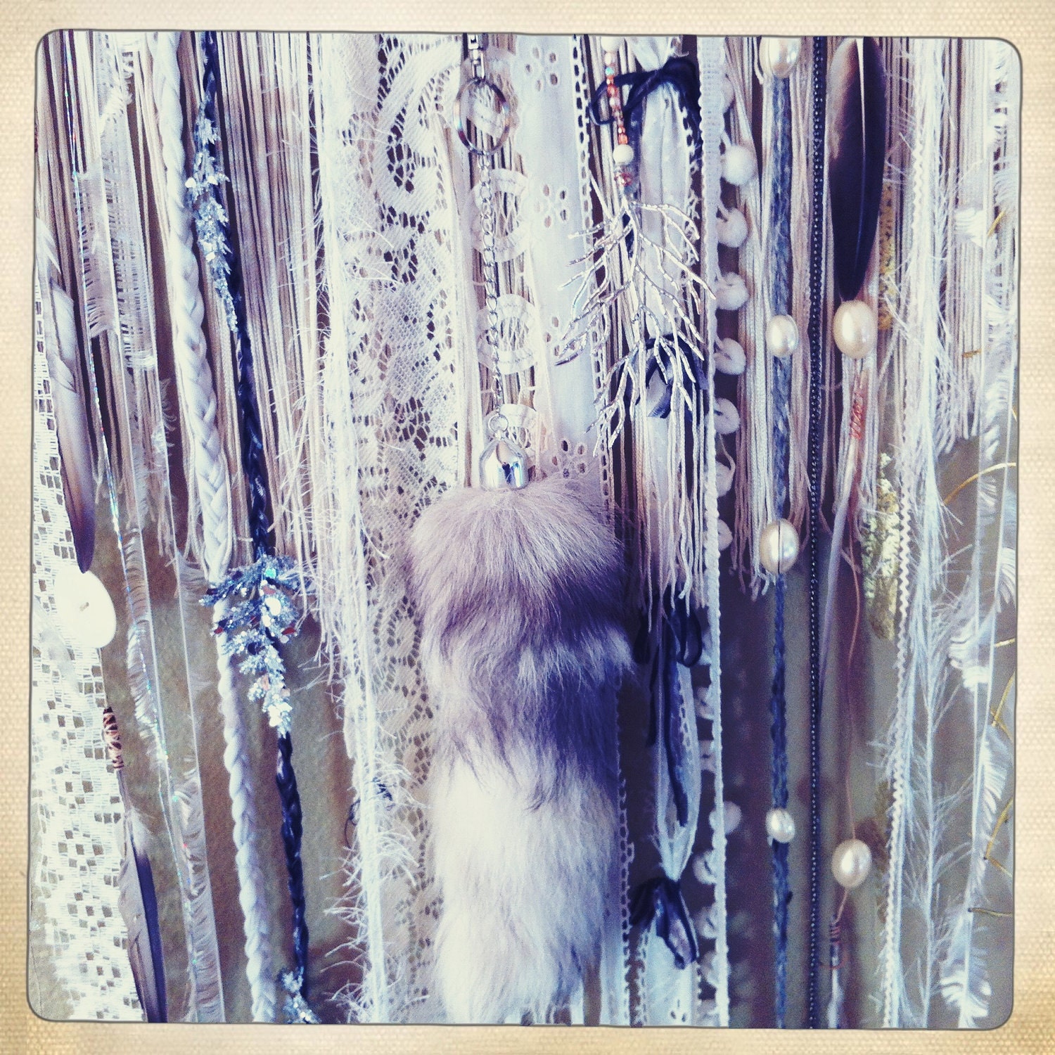 Huge White Dream Catcher, FREE SHIPPING Vintage Trims