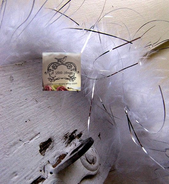 Marabou Boa Feathers White with Silver Tinsel Shimmer