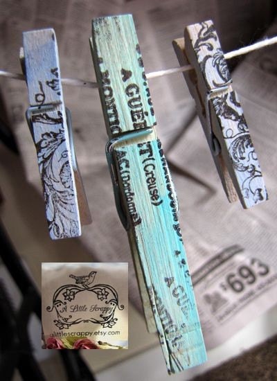 Mini Clothespins Pale Blue French Designs