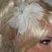 Ivory Bridal Fascinator, Vintage Lace, Feathers, French Netting, Rhinestone Jewel
